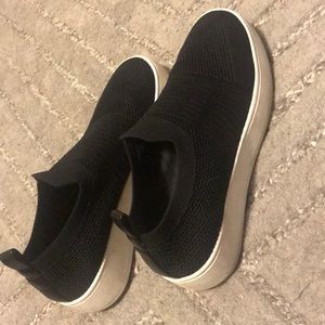 Black white thick sole stretchy mesh Steve Madden